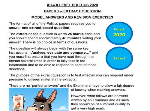 AQA A Level Politics Model Answers - Paper 2 - Extract Question, 2020 ...