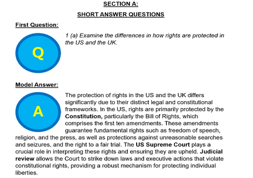 EDEXCEL A Level Politics Model Answers - Full Papers - Paper 3a US ...