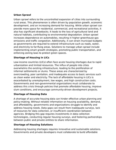 AQA A Level Geography. Contemporary Urban Environments 3. Consequences of urban growth