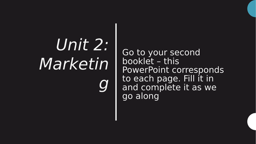 OCR GCSE Business Units 2 - Marketing