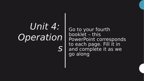 OCR GCSE Business Unit 4 - Operations