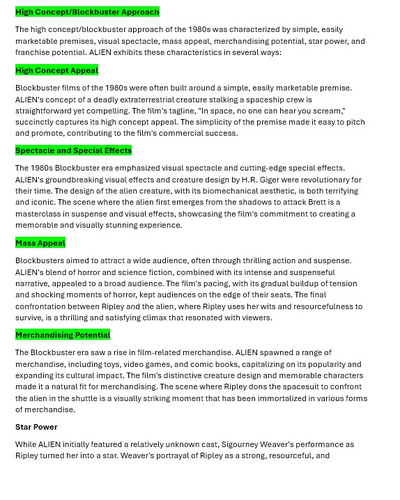 Alien - Production context detailed guide with examples. | Teaching ...