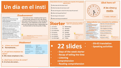 2026 Spanish AQA GCSE Module 5.1 - Un día en el insti | Teaching Resources