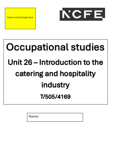 NCFE Occupational Studies Level 1 Unit 26 - Introduction to the ...