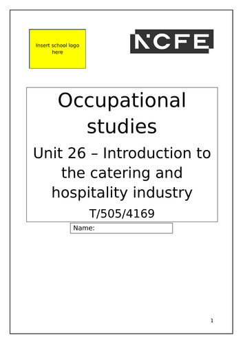 NCFE Occupational Studies Level 1 Unit 26 - Introduction to the ...