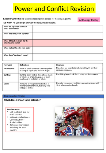 Power and Conflict AQA English Literature Revision Booklets | Teaching ...