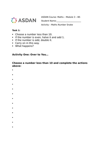 ASDAN Maths - Number Module - B5