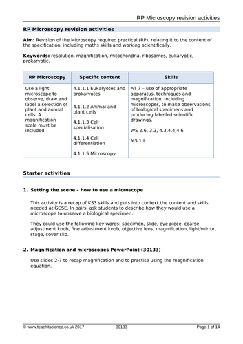 AQA GCSE Cell Biology Series of Full Lessons | Teaching Resources