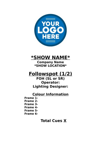 Follow Spot Cue Sheet | Teaching Resources