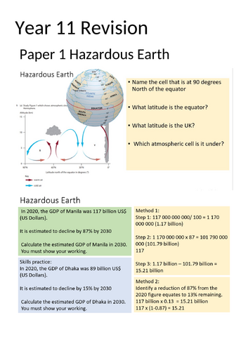 Edexcel B GCSE Geography Revision Hazardous Earth | Teaching Resources