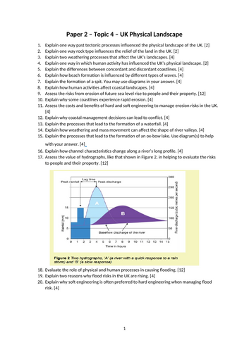 Edexcel B GCSE Geography Paper 2 UK Physical Revision | Teaching Resources