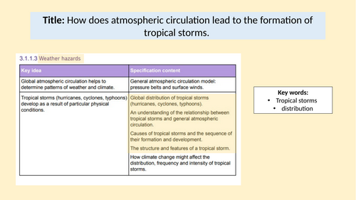 Weather: Atmospheric circulation and tropical storms