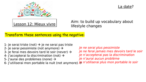 Module 4 Unit 5 Mieux vivre Edexcel GCSE French 2024 | Teaching Resources