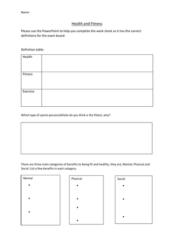 GCSE PE (AQA) complete lesson PP and worksheets for WHOLE SPEC ...