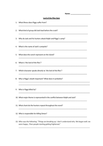Lord of the Flies N5/Higher English Critical Essay Unit | Teaching ...