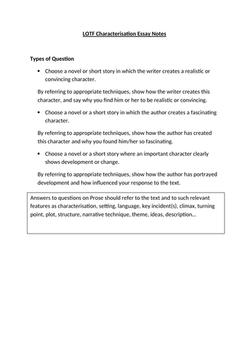 Lord of the Flies N5/Higher English Critical Essay Unit | Teaching ...