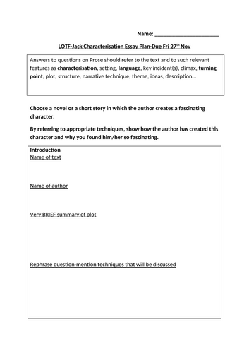 Lord of the Flies N5/Higher English Critical Essay Unit | Teaching ...