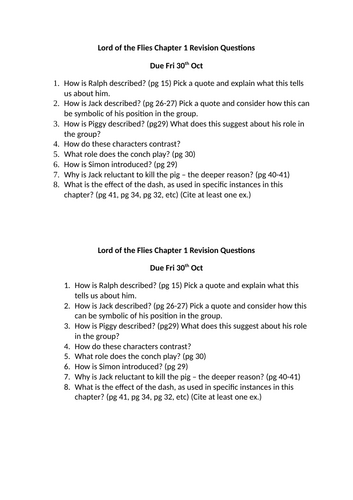 Lord of the Flies N5/Higher English Critical Essay Unit | Teaching ...