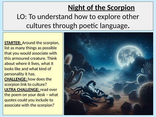 Night of the Scorpion Other Cultures' Poetry AQA