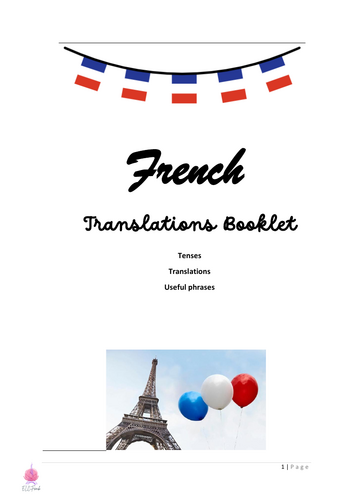 French verbs + translations booklet