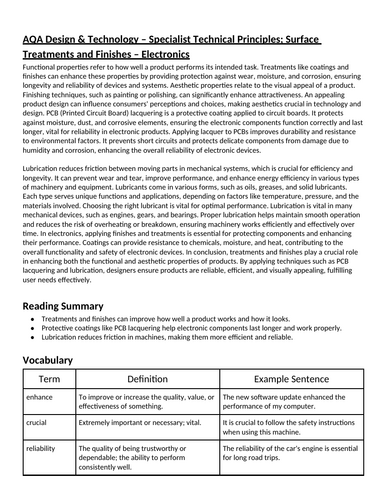 AQA DT Specialist Technical Principles - Surface treatments and ...