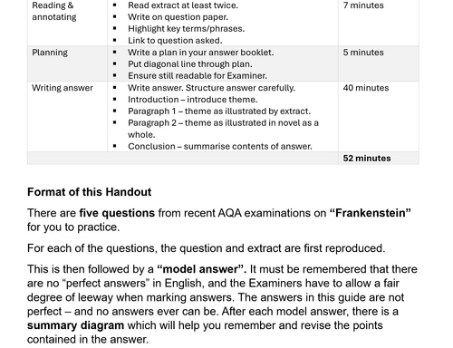 AQA GCSE English Literature - Frankenstein - Model Answers - 5 Q and A ...