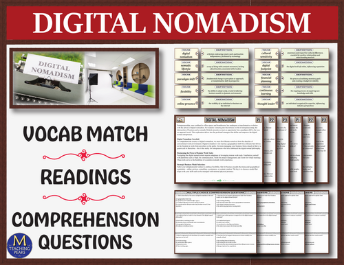 Entrepreneurship: Digital Nomadism Reading Comprehension & Sort ...