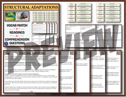 Animal Adaptations: Structural Adaptations Biology Science Reading ...