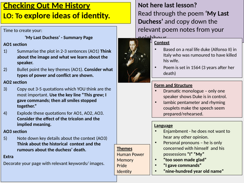 Checking Out Me History Power and Conflict AQA Poetry