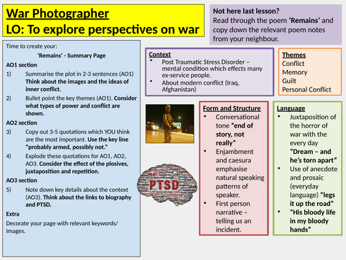 War Photographer Power and Conflict AQA Poetry