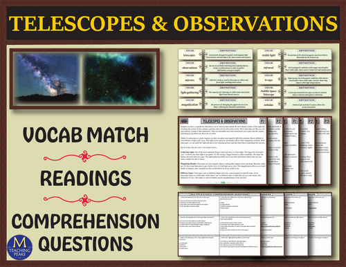 Astronomy: Telescopes & Observations Reading Comprehension & Sort ...