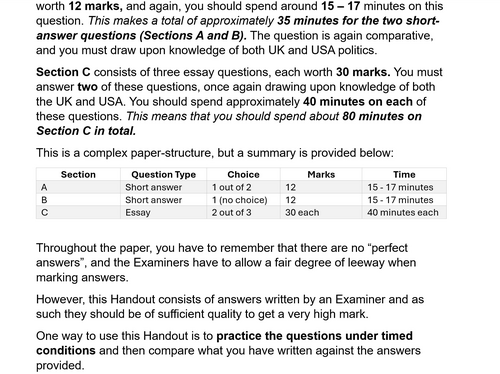 EDEXCEL A Level Politics Model Answers - Full Papers - Paper 3a US ...