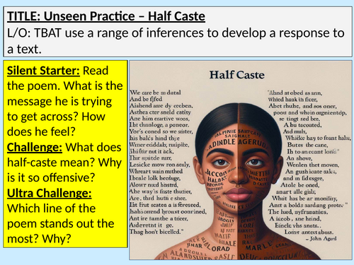 Half Caste Unseen Poetry