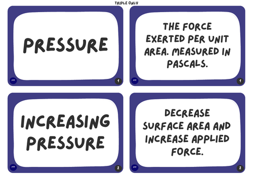 P11: Force and Pressure Flashcards (AQA GCSE Triple) | Teaching Resources