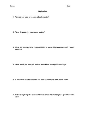 Book Monitor Application | Teaching Resources