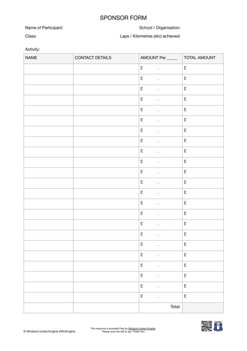 Sponsor Form: Basic, Per Lap & Auto Calculating & Editable Options ...