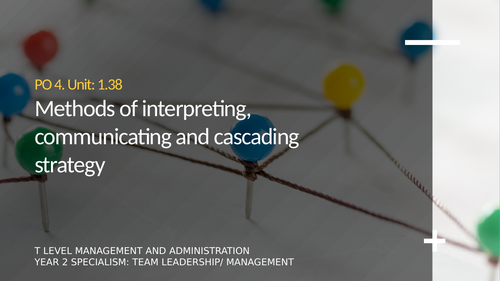 T Level Business- Management and Administration: PO4 Unit 1.38 Interpreting and Cascading Strategy