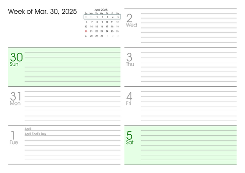 April 2025 Weekly Planner – Printable Calendar with Holidays | Teaching ...