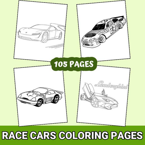 Rev Up Your Creativity with Racing Cars Printable Coloring Pages PDF | Teaching Resources