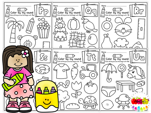 Letter Work and Beginning Sounds Worksheets | Color by Sound ...