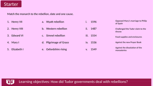 Unit 3 OCR A Level Tudor rebellions -Impact on the Government ...