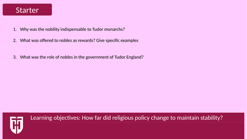 Unit 4 Tudor Rebellions OCR A Level History Maintenance of Stability ...
