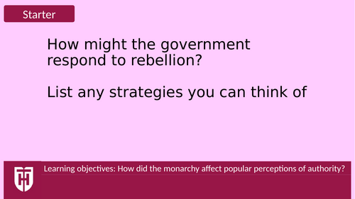 Unit 4 Tudor Rebellions OCR A Level History Maintenance of Stability ...