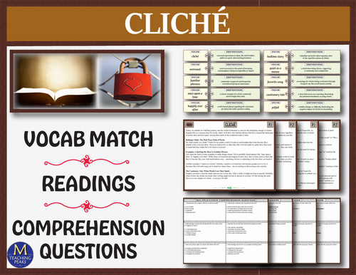 English Literary Devices: Cliché Reading Comprehension & Sort Activity ...