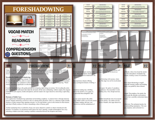 English Literary Devices: Foreshadowing Reading Comprehension & Sort ...