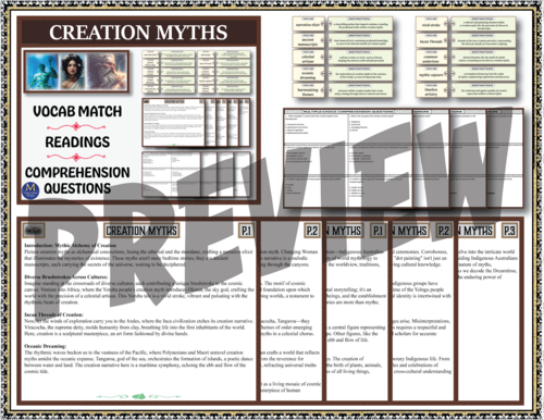 World Mythology: Creation Myths Reading Comprehension & Sort Activity ...