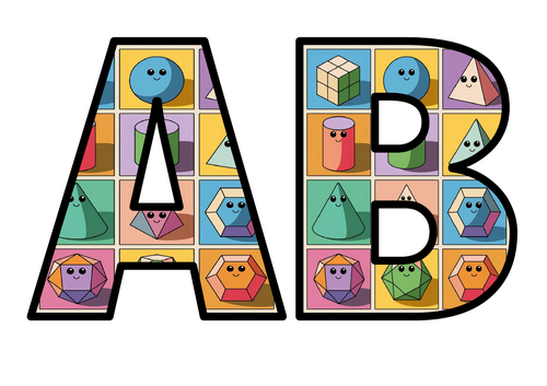3d Shapes Math Objects Lettering Set Display Title Letters Numbers ...