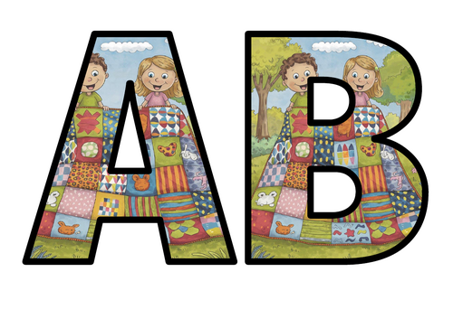 A Patchwork of Learning Kindy Lettering Set Display Title Letters ...