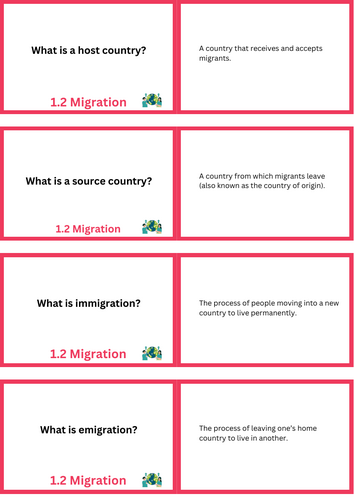 1.2 Migration CIE IGCSE Population Geography Revision Flashcards ...