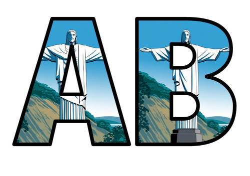 Christ the Redeemer Rio Brazil Statue Lettering Set Display Title ...